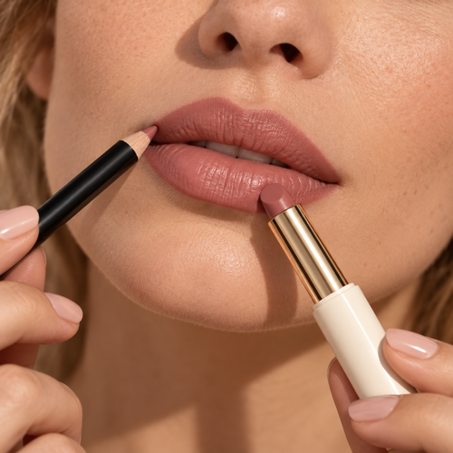 Atelier lip pencil and color blended on lips