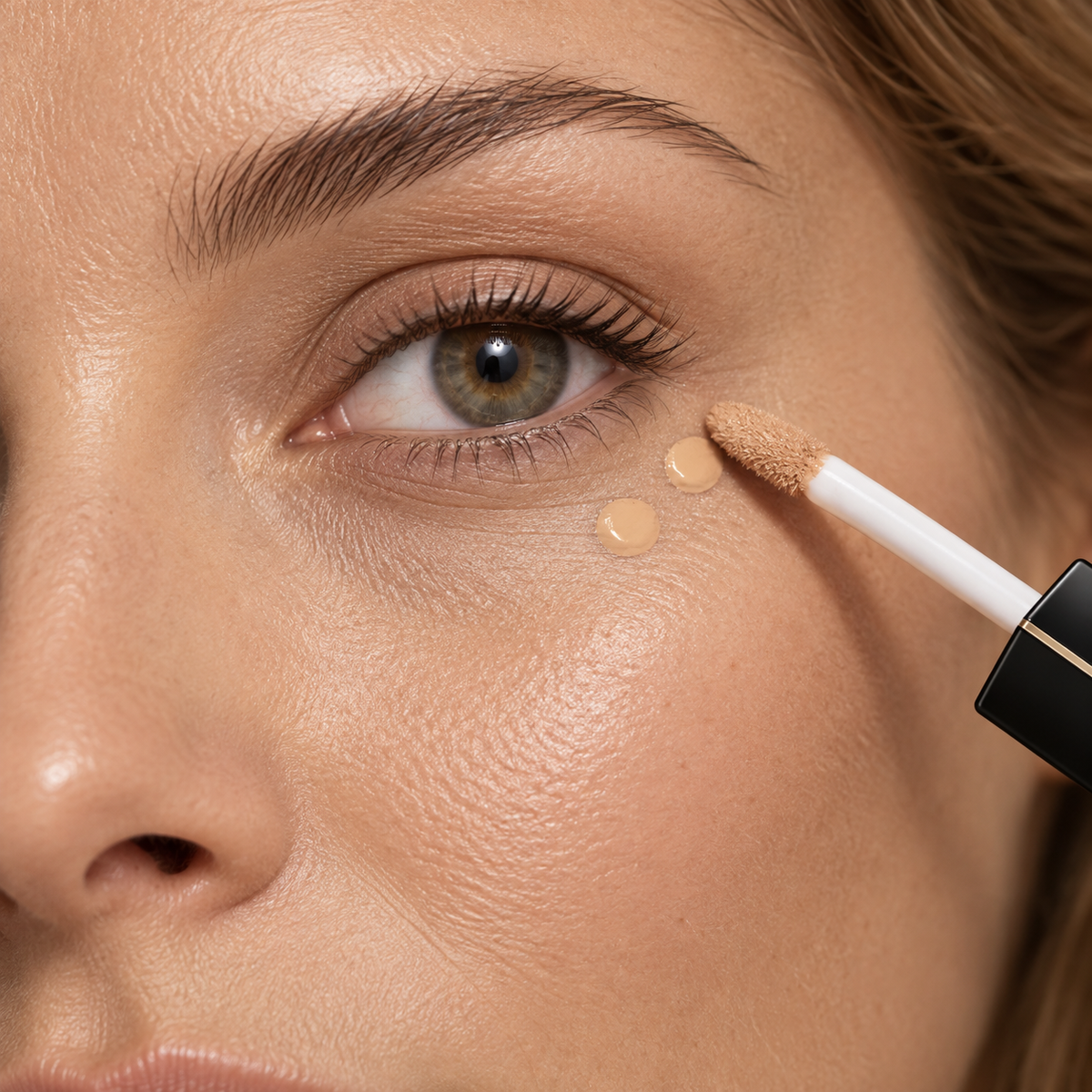 Aube concealer placed and blended beneath the eye