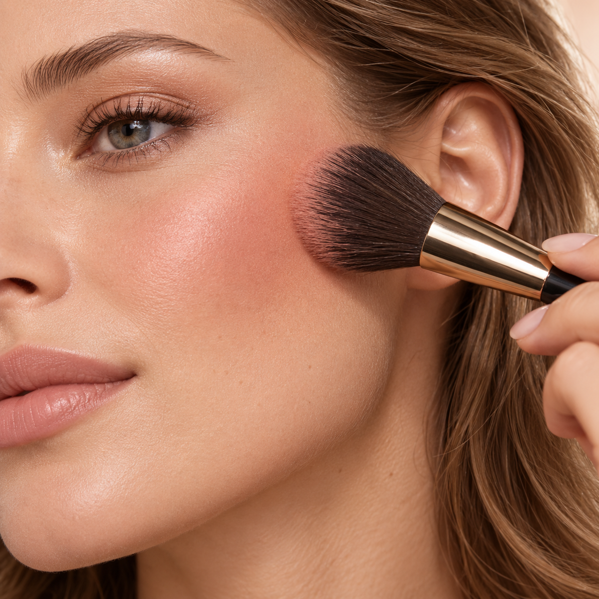 Chromatique blended blush color on the cheek