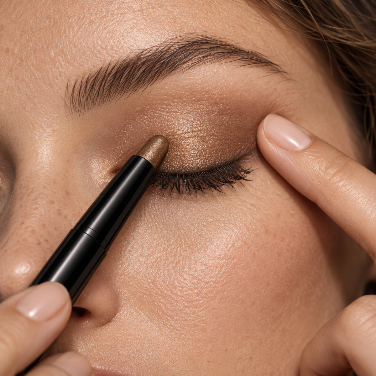 Halo Burnished Bronze color across the eyelid