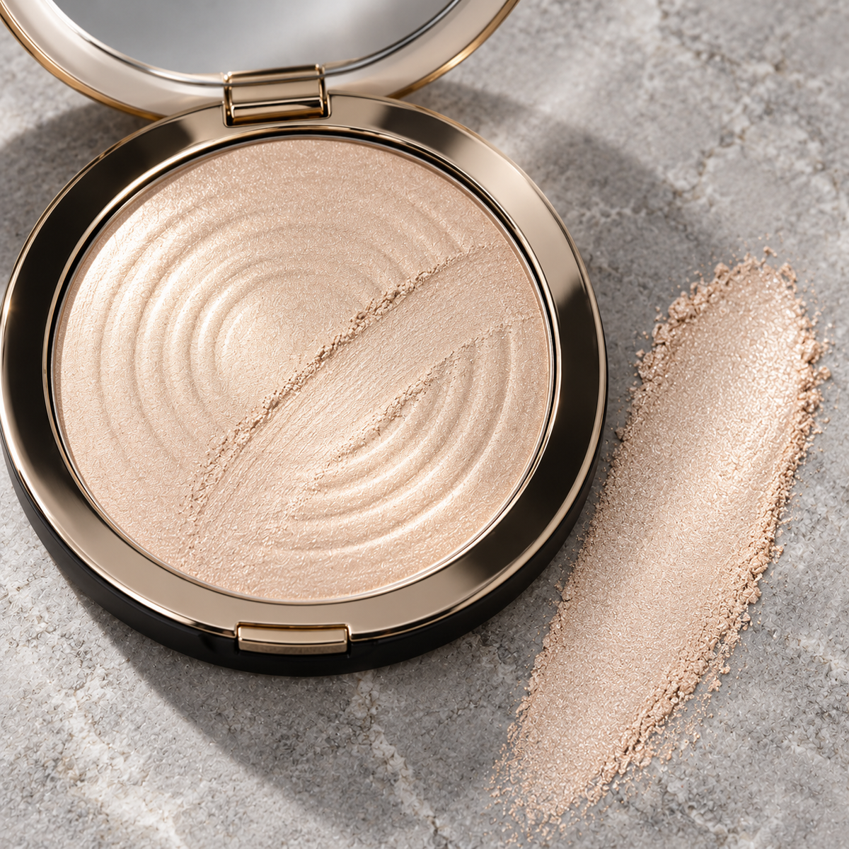 Lumiere pressed pearl surface and swatch detail